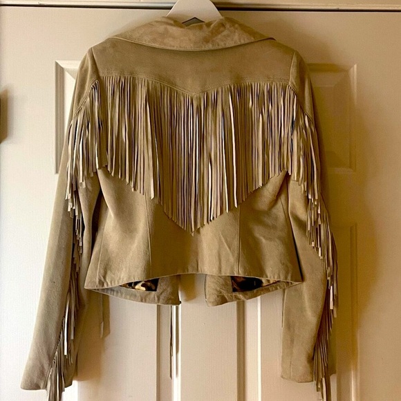 Sam Edelman leather fringe jacket Sz S - Picture 3 of 8